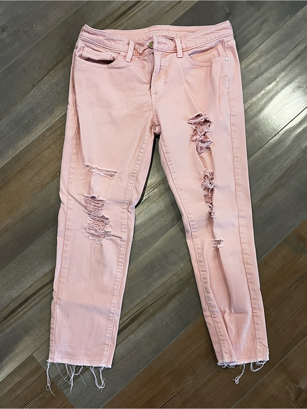 A.N.A. Pink Distressed Skinny Ankle Jeans